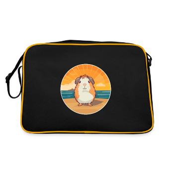 Cochon d'Inde drôle de dessin animé Kawaii plage Illustration - Sac Retro - noir/or - Dos