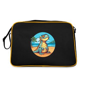 Iguane Drôle De Dessin Animé Kawaii Plage Illustration - Sac Retro - noir/or - Dos
