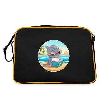 Dauphin Mignon Drôle Dessin Animé Kawaii Livre Plage - Sac Retro - noir/or - Dos