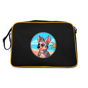 Aardwolf Aquarelle Cartoon Kawaii Clipart Animal - Sac Retro - noir/or - Dos