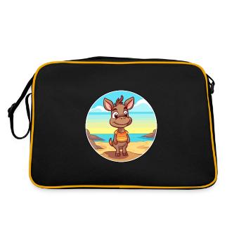 Bongo Watercolor Cartoon Kawaii Clipart Animal - Retro Bag - black/gold - Back