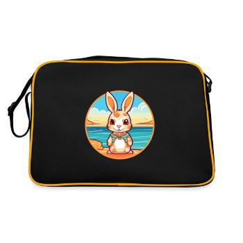 Lapin aquarelle dessin animé Kawaii Clipart Animal - Sac Retro - noir/or - Dos