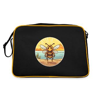 Bee Watercolor Cartoon Kawaii Clipart Animal - Retro Bag - black/gold - Back