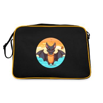 Chauve-souris aquarelle dessin animé Kawaii Clipart Animal - Sac Retro - noir/or - Dos