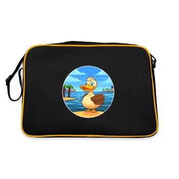 Duck Watercolor Cartoon Kawaii Clipart Animal - Retro Bag - black/gold - Back
