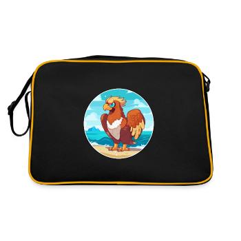 Griffin Watercolor Cartoon Kawaii Clipart Animal - Retro Bag - black/gold - Back