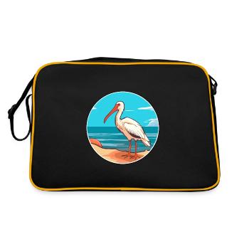 Ibis Watercolor Cartoon Kawaii Clipart Animal - Retro Bag - black/gold - Back