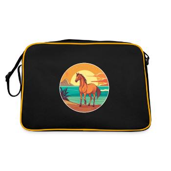 Cheval Aquarelle Dessin Animé Kawaii Clipart Animal - Sac Retro - noir/or - Dos