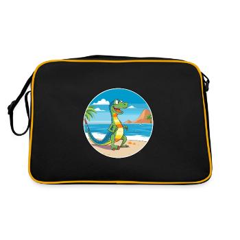 Lizard Watercolor Cartoon Kawaii Clipart Animal - Retro Bag - black/gold - Back