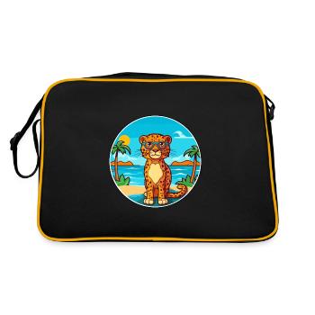 Leopard Watercolor Cartoon Kawaii Clipart Animal - Retro Bag - black/gold - Back