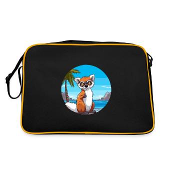 Lemur Watercolor Cartoon Kawaii Clipart Animal - Retro Bag - black/gold - Back
