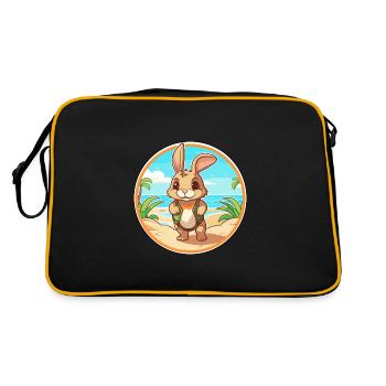 Lapin aquarelle dessin animé Kawaii Clipart Animal - Sac Retro - noir/or - Dos