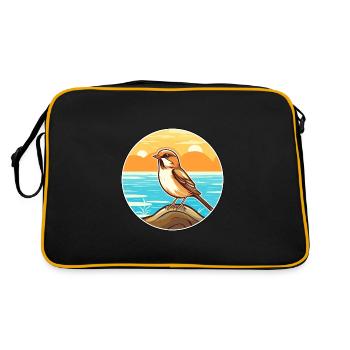 Sparrow Watercolor Cartoon Kawaii Clipart Animal - Retro Bag - black/gold - Back
