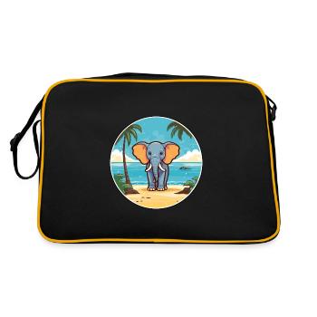Éléphant aquarelle dessin animé Kawaii Clipart Animal - Sac Retro - noir/or - Dos