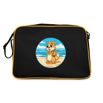 Chipmunk Watercolor Cartoon Kawaii Clipart Animal - Retro Bag - black/gold - Back