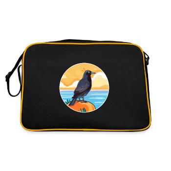 Crow Watercolor Cartoon Kawaii Clipart Animal - Retro Bag - black/gold - Back