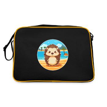 Hérisson aquarelle dessin animé Kawaii Clipart Animal - Sac Retro - noir/or - Dos