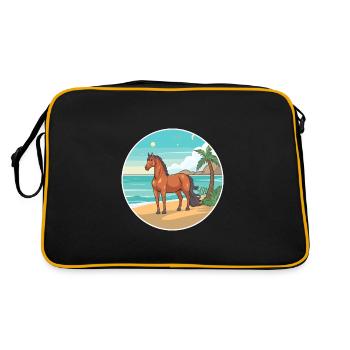 Cheval Aquarelle Dessin Animé Kawaii Clipart Animal - Sac Retro - noir/or - Dos