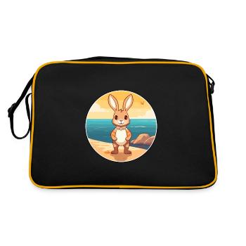 Lapin aquarelle dessin animé Kawaii Clipart Animal - Sac Retro - noir/or - Dos