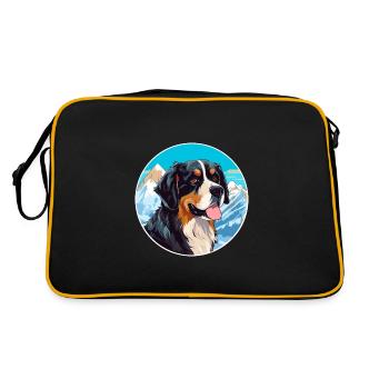 Berger De Beauce Dog Breed Cartoon Kawaii Watercol - Retro Bag - black/gold - Back