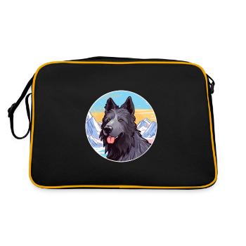 Chien de berger belge race de chien Cartoon Kawaii Watercol - Sac Retro - noir/or - Dos
