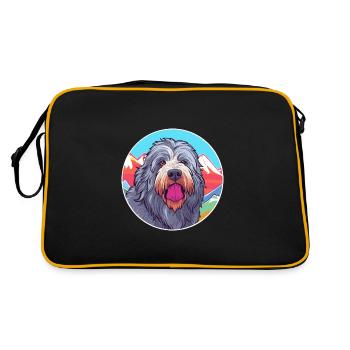 Bergamasco Berger Chien Race Cartoon Kawaii Eau - Sac Retro - noir/or - Dos