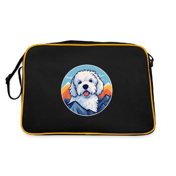 Bolognaise chien race Cartoon Kawaii aquarelle - Sac Retro - noir/or - Dos