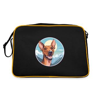 Cirneco Dell Ätna Hunderasse Cartoon Kawaii Waterco - Retro Tasche - Schwarz/Gold - Hinten