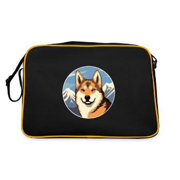 Dingo Dog Breed Cartoon Kawaii Watercolor - Retro Bag - black/gold - Back