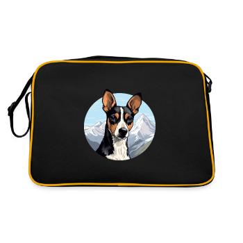 Decker Ratte Terrier Hunderasse Cartoon Kawaii Waterc - Retro Tasche - Schwarz/Gold - Hinten