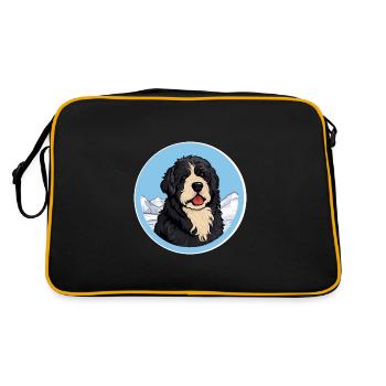 Friesische Wasserhundrasse Karikatur Kawaii Aquarell - Retro Tasche - Schwarz/Gold - Hinten