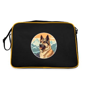 Race de chien de berger d’Europe de l’Est Cartoon Kawaii Wa - Sac Retro - noir/or - Dos