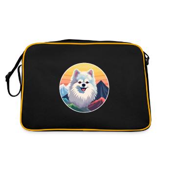 Spitz allemand chien race dessin animé Kawaii aquarelle - Sac Retro - noir/or - Dos