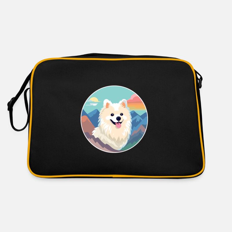 Indischer Spitz Hunderasse Cartoon Kawaii Aquarell Retro Tasche