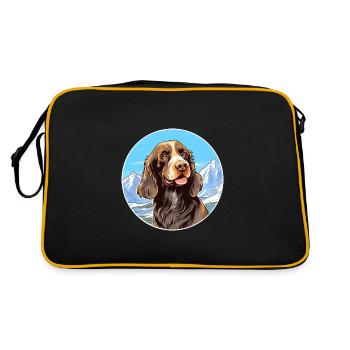 Allemand à poil long Pointer chien race Cartoon Kawaii - Sac Retro - noir/or - Dos