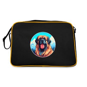 Leonberg chien race dessin animé Kawaii aquarelle - Sac Retro - noir/or - Dos