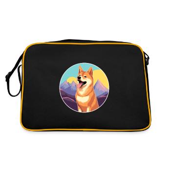 Nouvelle-Guinée Chien Chanteur Race Dessin Animé Kawaii Waterc - Sac Retro - noir/or - Dos