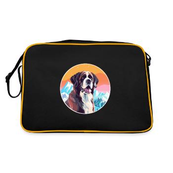 Saint Bernard chien race Cartoon Kawaii aquarelle - Sac Retro - noir/or - Dos