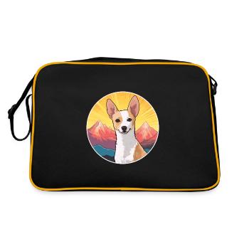 Portuguese Podengo Pequeno Dog Breed Cartoon Kawai - Retro Bag - black/gold - Back