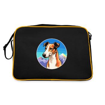 Rampur lévrier chien race dessin animé kawaii watercol - Sac Retro - noir/or - Dos