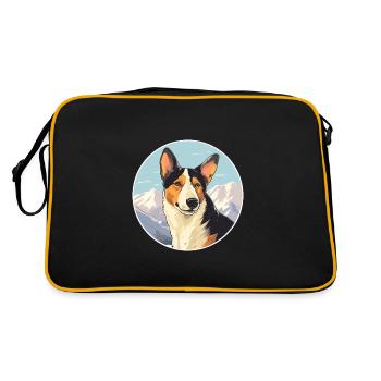 Lisse Collie chien race dessin animé Kawaii aquarelle - Sac Retro - noir/or - Dos