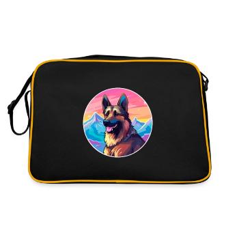 Belgian Shepherd Malinois Dog Breed Cartoon Kawaii - Retro Bag - black/gold - Back