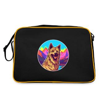 Belgian Shepherd Laekenois Dog Breed Cartoon Kawai - Retro Bag - black/gold - Back