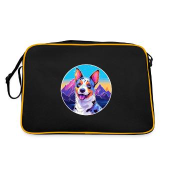 Blue Heeler chien race dessin animé Kawaii aquarelle - Sac Retro - noir/or - Dos