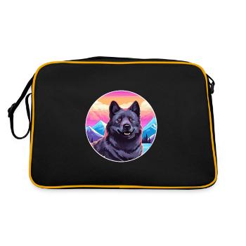 Chien d’élan norvégien noir race de chien Cartoon Kawaii - Sac Retro - noir/or - Dos