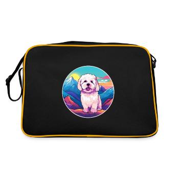 Bolognaise chien race Cartoon Kawaii aquarelle - Sac Retro - noir/or - Dos