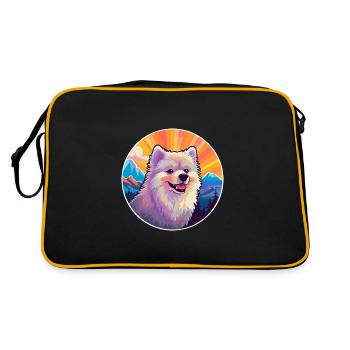 Spitz allemand chien race dessin animé Kawaii aquarelle - Sac Retro - noir/or - Dos