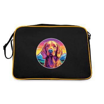 Irischer Setter Hund Rasse Cartoon Kawaii Aquarell - Retro Tasche - Schwarz/Gold - Hinten