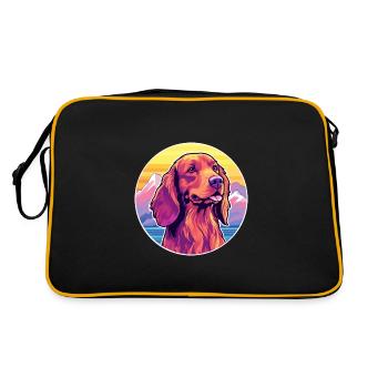 Irish Red Setter Dog Breed Cartoon Kawaii Watercol - Retro Bag - black/gold - Back