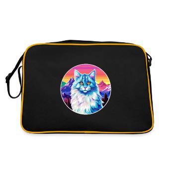 Chat Allemand À Poil Long Coloré Dessin Animé Aquarelle Il - Sac Retro - noir/or - Dos